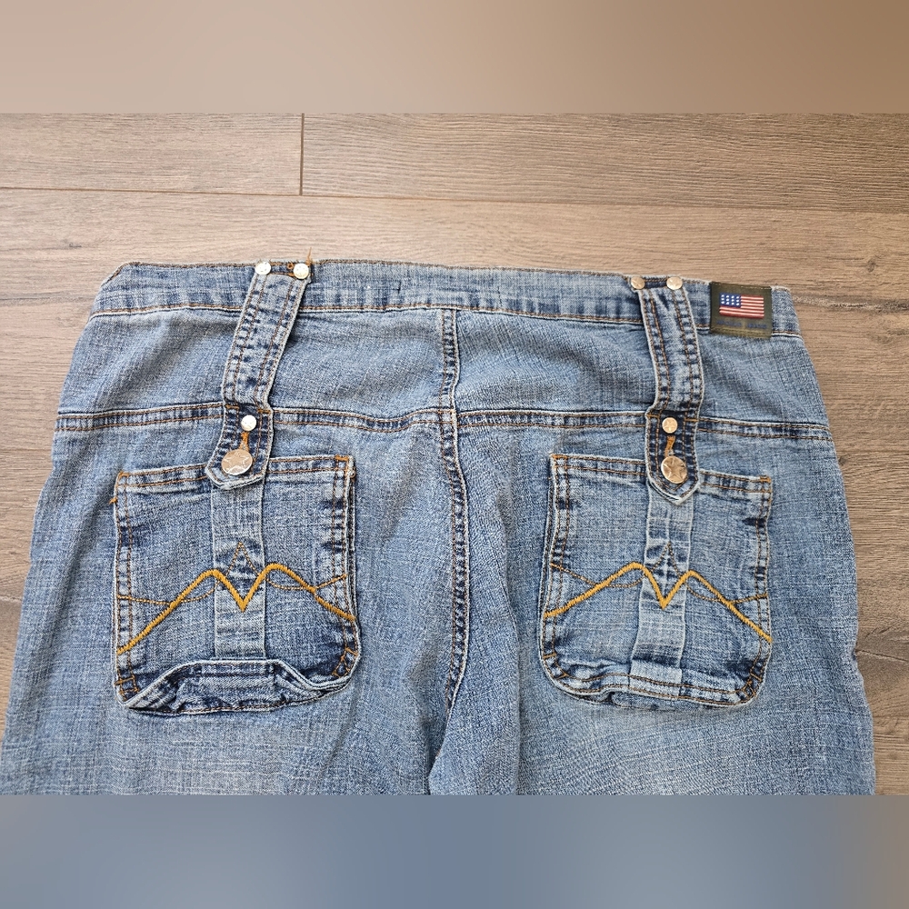 Y2K Apollo Jeans Straight Leg Capri Lowrise Front Pockets Button Detail Sz 11/12 - Picture 5 of 10